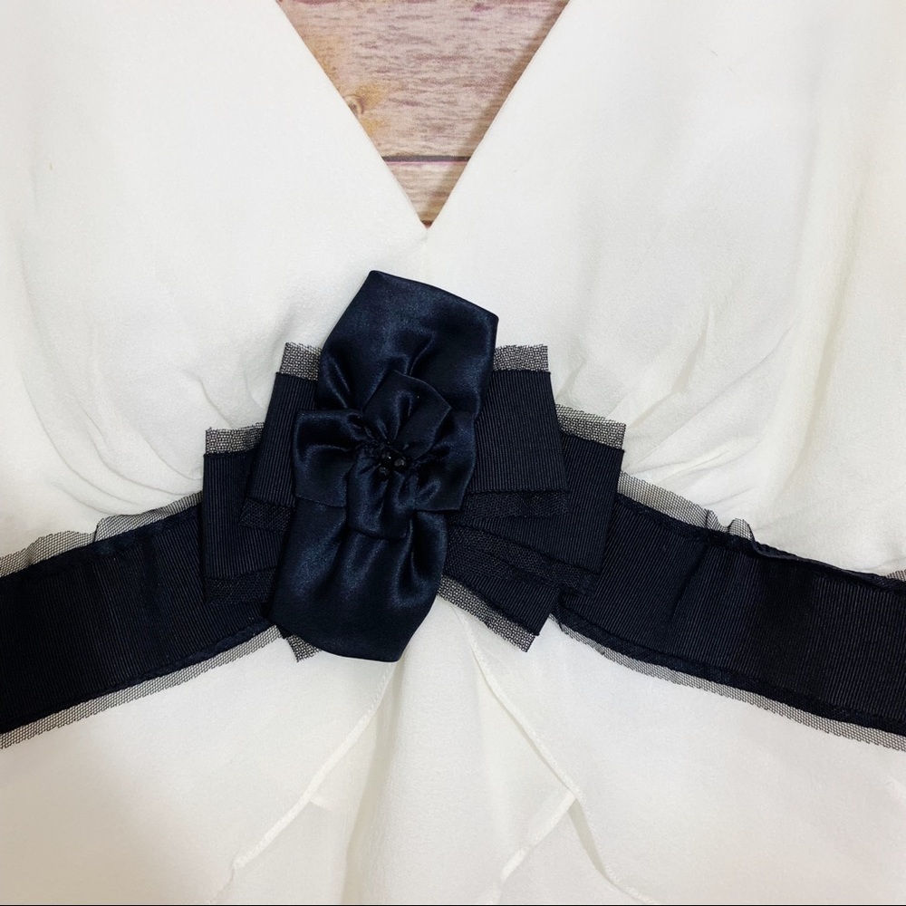 BCBGMaxAzria Black White Silk Chiffon Formal Maxi Dress - Picture 3 of 8